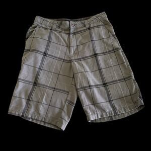 Oneill Shorts Men's 32 Gray Tartan Plaid Chino 11 Inseam Preppy Golf Casual Surf